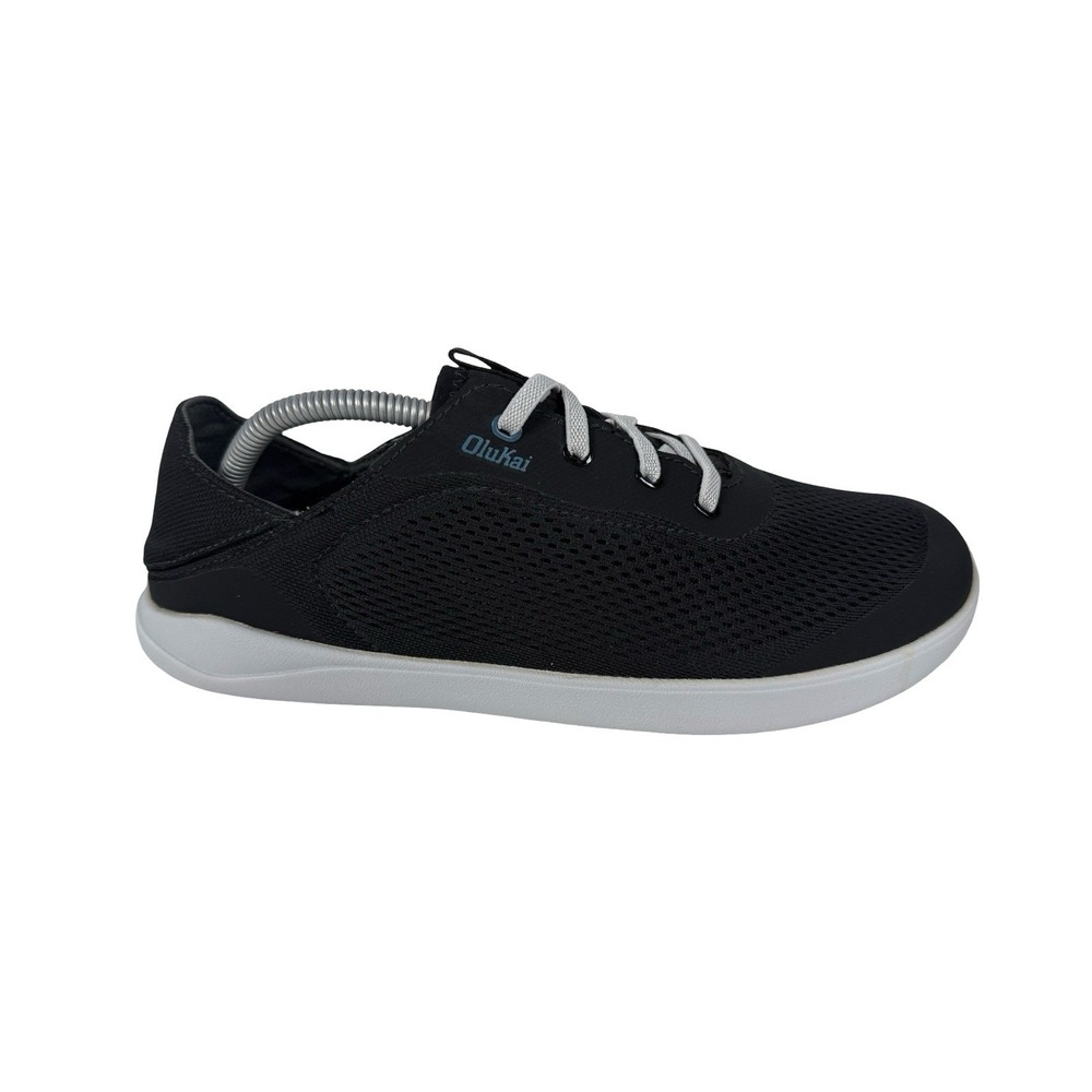 OluKai Mens US 9 Sneakers Moku Pae Mesh Slip On Boat Shoes Black Textile Upper
